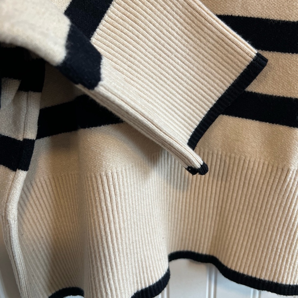 Deluc Cream and Black Striped Cowl Neck Sweater - Picture 4 of 9